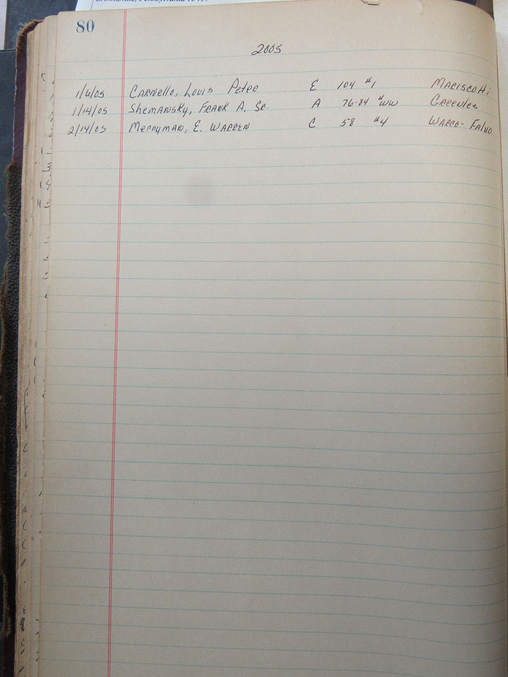 interment listing